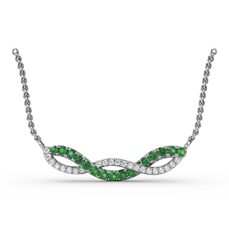 handmade leather ring Emerald and Diamond Twist Pendant