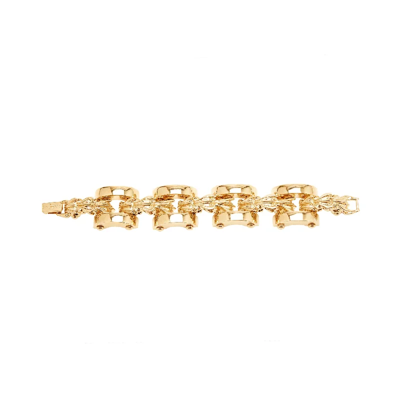 men’s braided leather bracelet Hula Hoop Link Gold Plated Bracelet