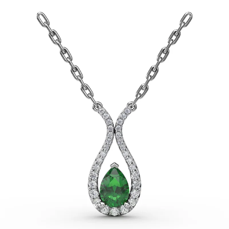 stackable gold bangle set Feel The Love Emerald and Diamond Pendant