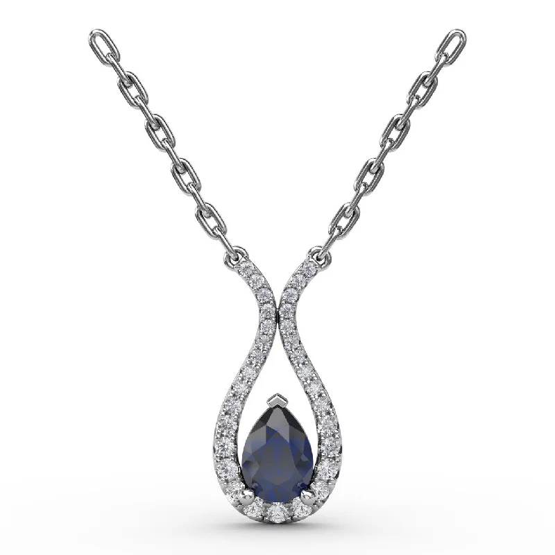 handcrafted filigree ring silver Feel The Love Sapphire and Diamond Pendant