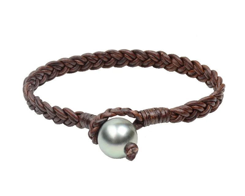 handcrafted crystal quartz ring Flat Braid Bracelet | Tahitian