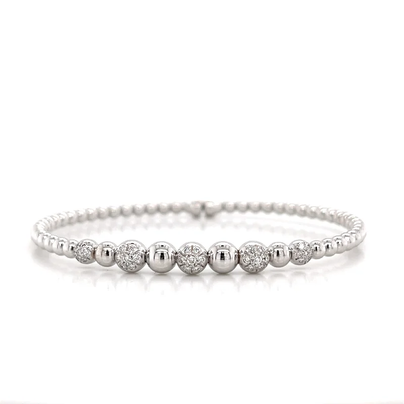 classic silver pearl earrings Flexible Diamond Bangle Bracelet in White Gold