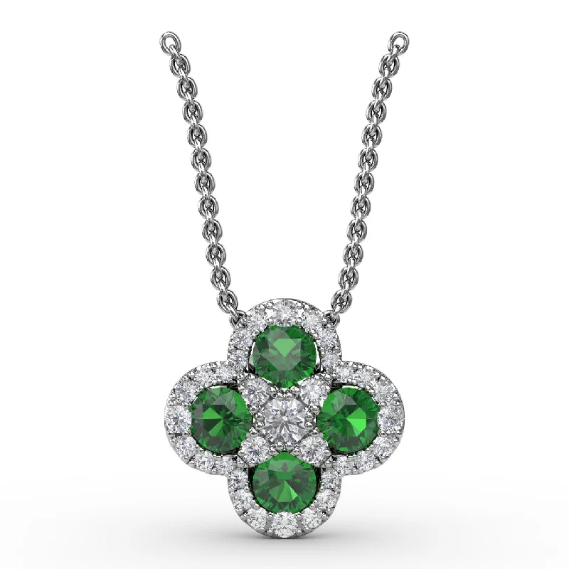 emerald cut diamond earrings Flower Emerald and Diamond Pendant