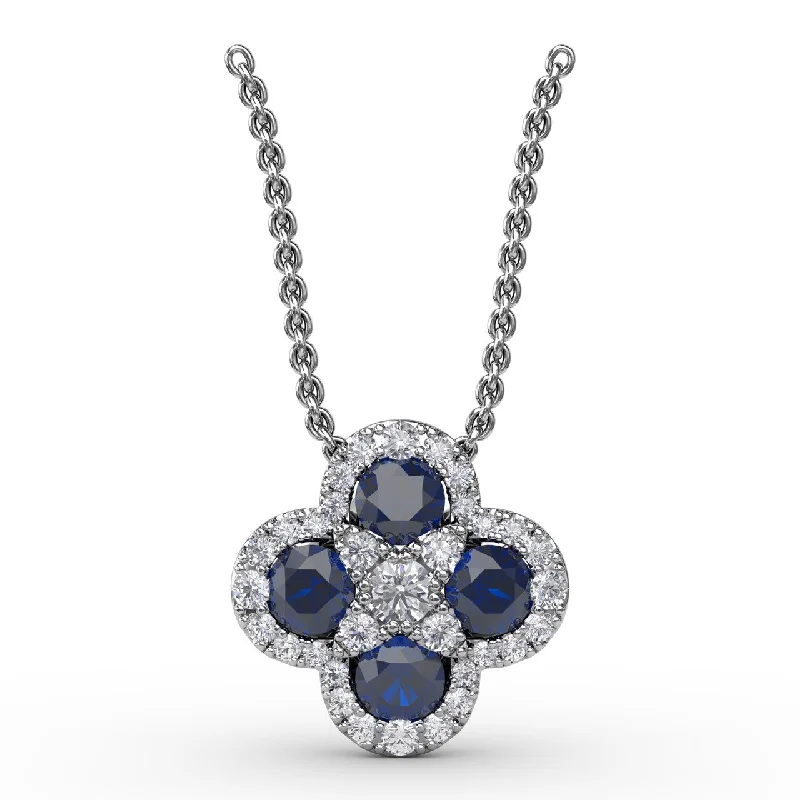 ethical lab-grown diamond ring Flower Sapphire and Diamond Pendant