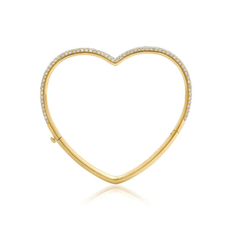 sterling silver lotus ring Forever Heart Bangle with Diamond Pave