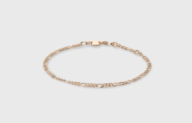 dainty rose gold chain bracelet IX Figaro 14K Gold Bracelet