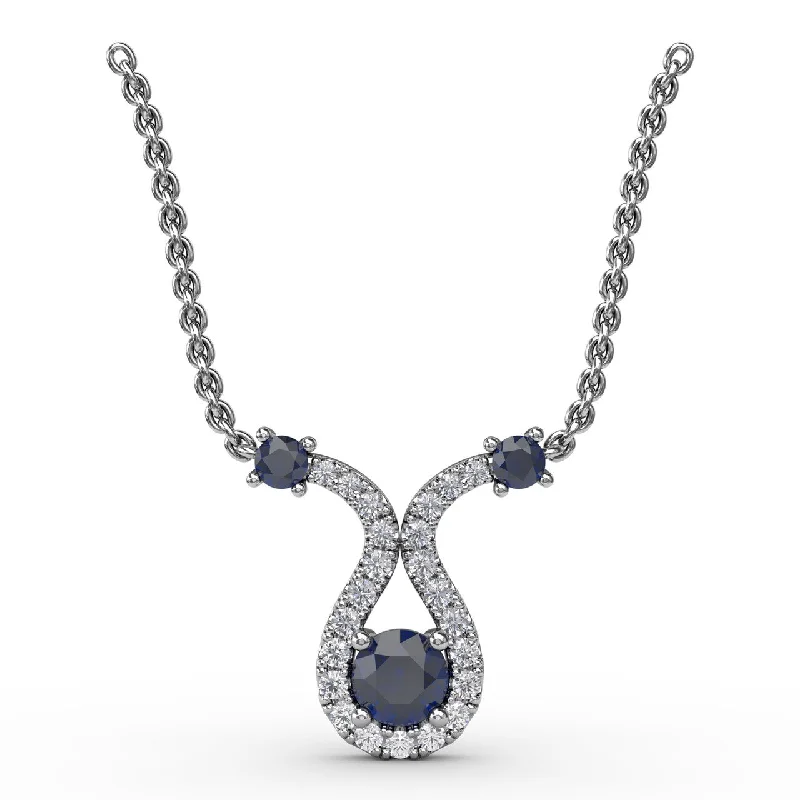 custom name necklace gold Full of Life Sapphire and Diamond Pendant