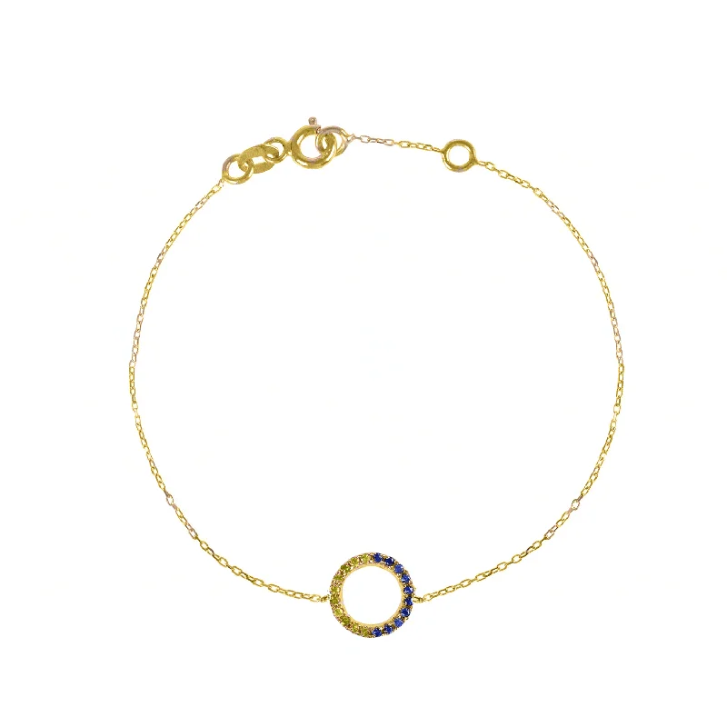 boho gemstone anklet Claire 18K Gold Bracelet w. Yellow & Blue Sapphires