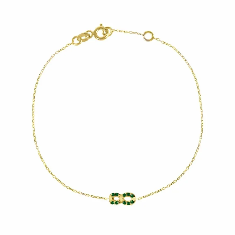 personalized gold bar necklace Numerology 8 18K Gold Bracelet w. Emeralds