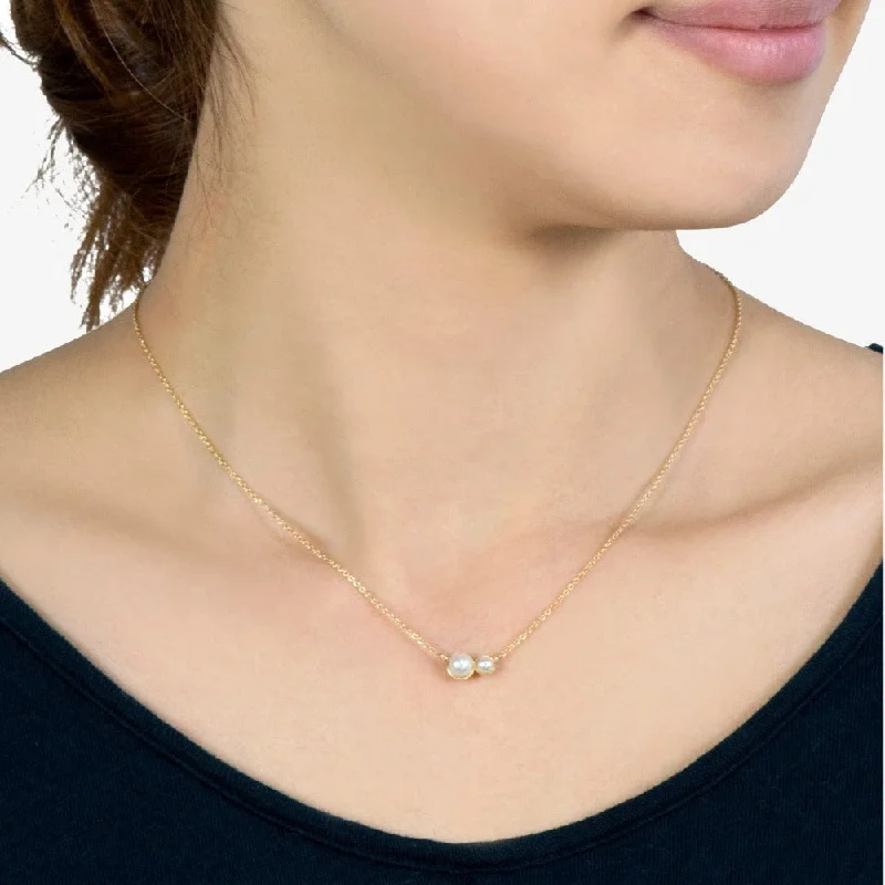 titanium black matte ring Gold Double Pearl Necklace