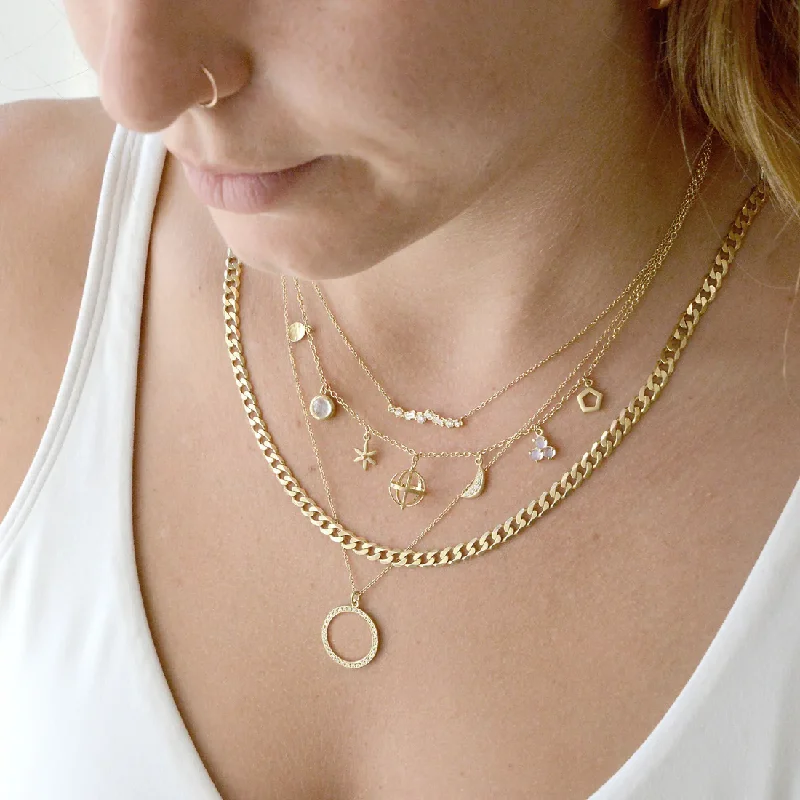 layered pearl choker necklace Halo Diamond Pave Open Circle Necklace