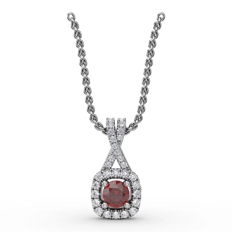 amethyst healing crystal necklace Halo Ruby and Diamond Pendant