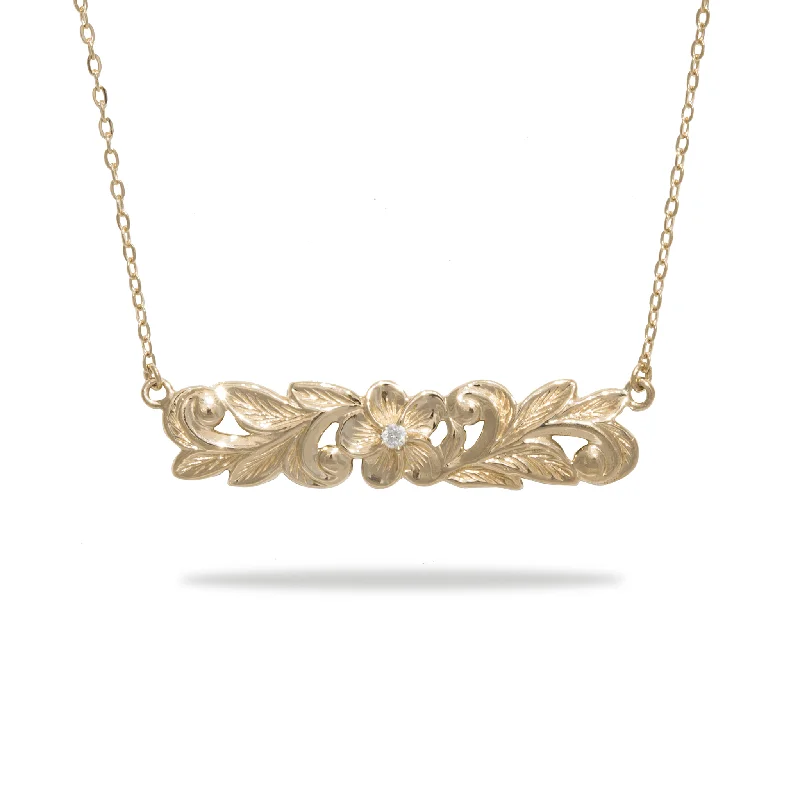 elegant pearl bridal set 16" Hawaiian Heirloom Plumeria Necklace in Gold with Diamond - 39mm elegant pearl bridal set 16" Hawaiian Heirloom Plumeria Necklace in Gold with Diamond - 39mm