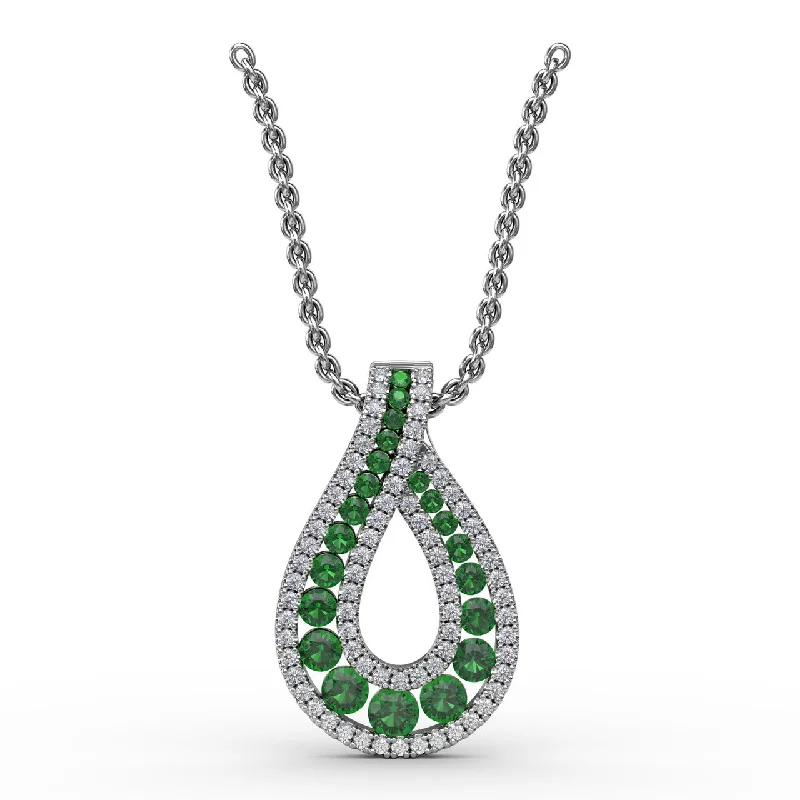 dainty silver hamsa bracelet Infinity Loop Emerald Pendant