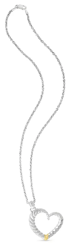 classic pearl strand necklace Italian Cable Bold Heart Necklace