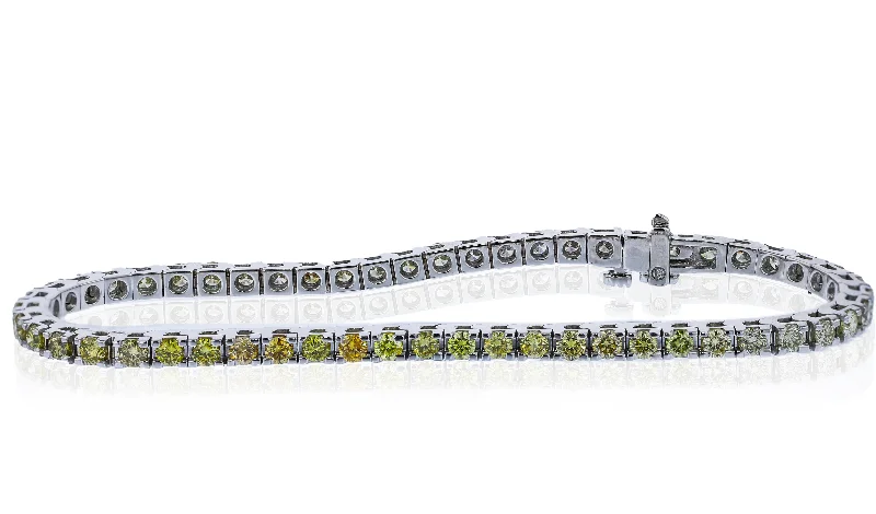 emerald cut diamond earrings 18KT WHITE GOLD 4.08CTW DIAMOND TENNIS BRACELET