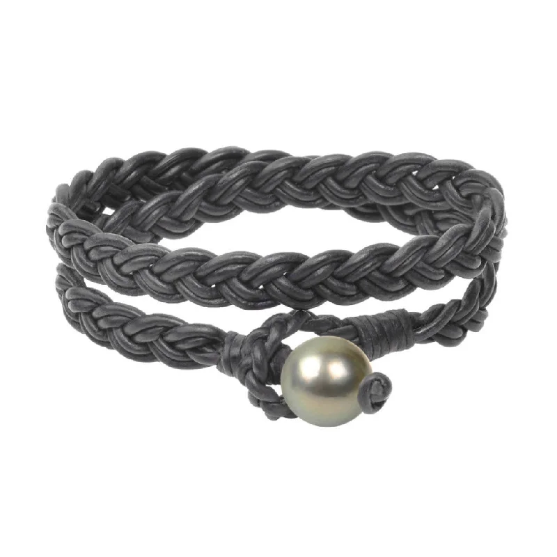 handcrafted sterling silver necklace Lagos Double Wrap Bracelet, Tahitian