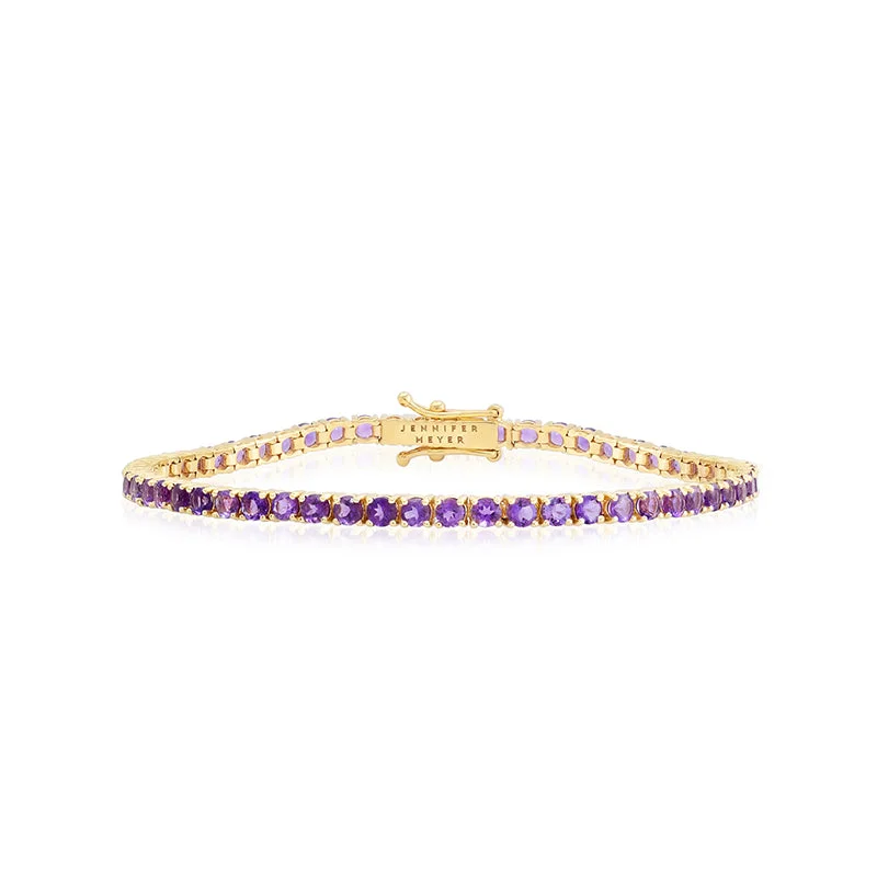 sleek black titanium ring Large 4-Prong Amethyst Tennis Bracelet