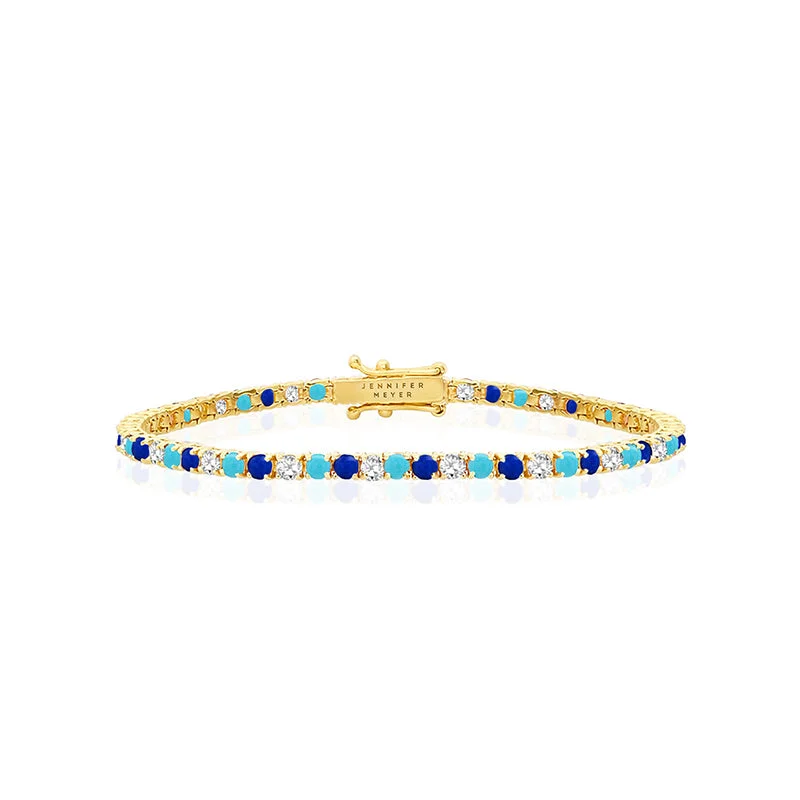 natural jade ring Large 4-Prong Diamond, Turquoise, and Lapis Tennis Bracelet