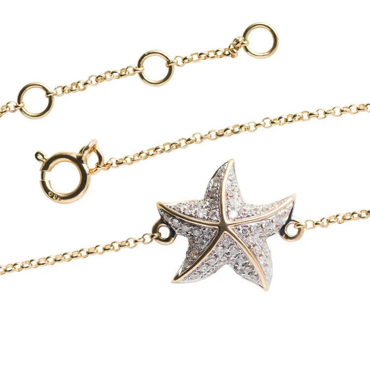 white gold necklace simple Starfish Bracelet Gold, White
