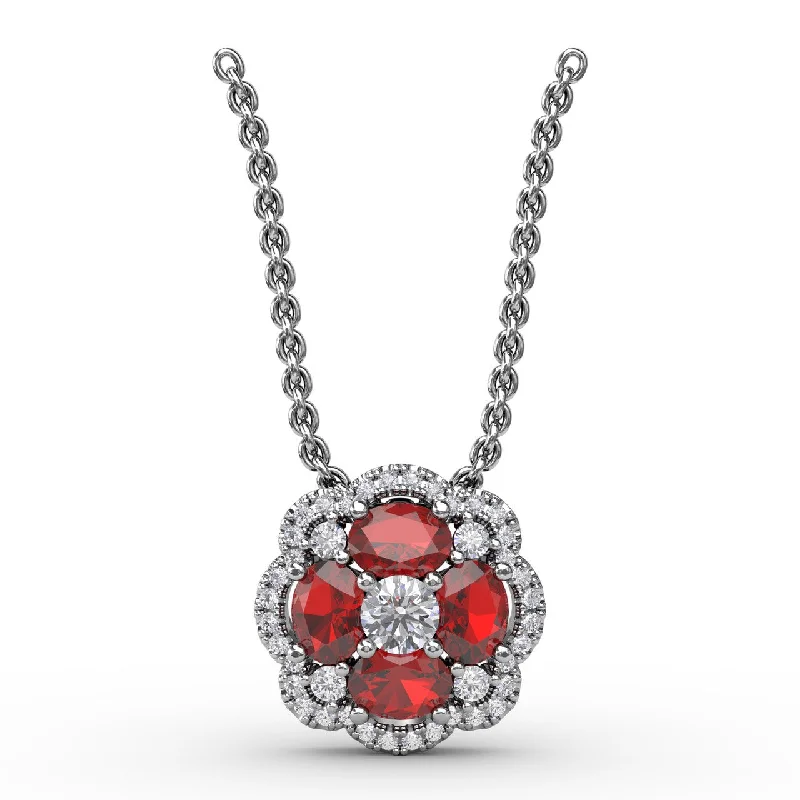 black pearl earrings classic Love in Bloom Ruby and Diamond Pendant