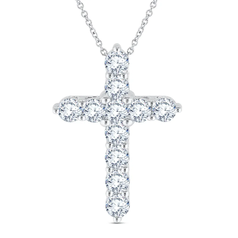 emerald-cut engagement ring halo Lab Grown Diamond 2 Carat Cross Pendant