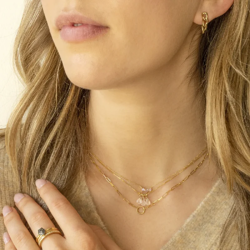 black stainless steel signet ring Luna Moonstone Cluster Necklace