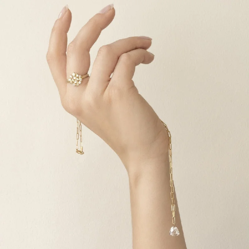 tiny gold huggie hoops Luna Paperclip & Pyramidal Gemstone Necklace