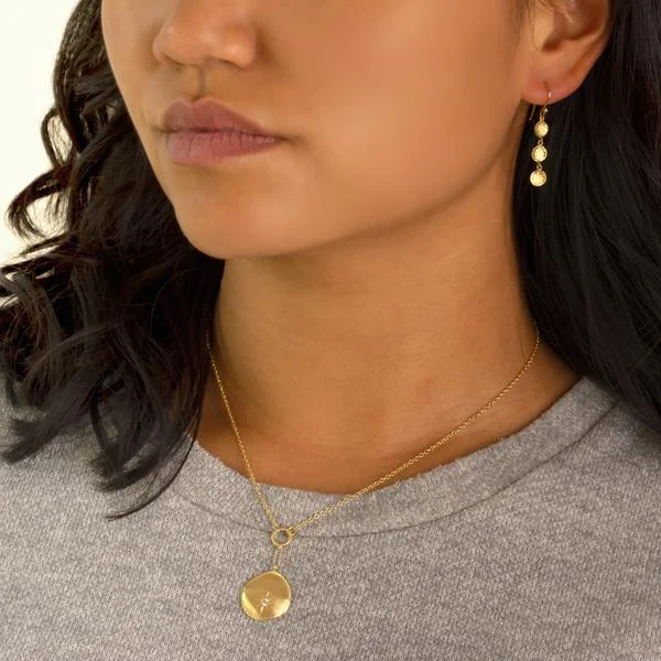 dainty feather charm necklace 'Luna' Single Star Coin Necklace