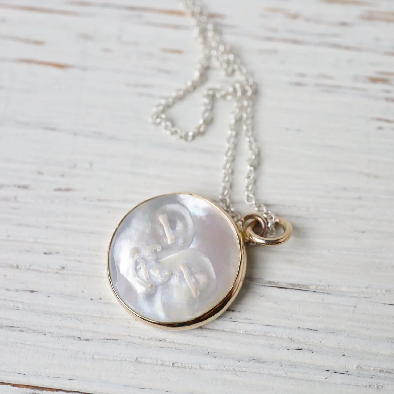 classic pearl bridal earrings Lunarian Necklace - Mother of Pearl