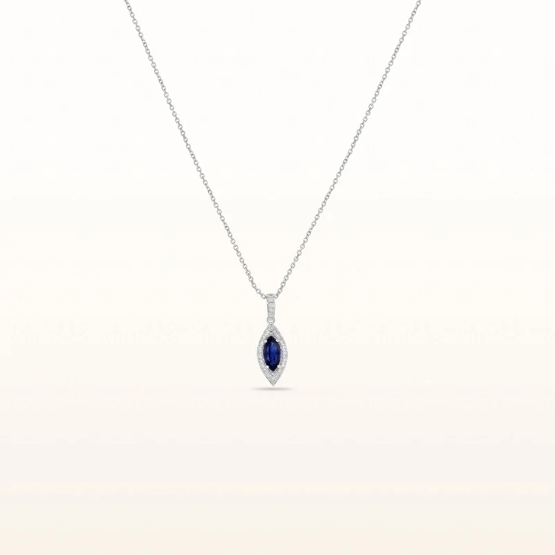 infinity heart necklace personalized Marquise Blue Sapphire and Diamond Pendant in 14kt White Gold infinity heart necklace personalized Marquise Blue Sapphire and Diamond Pendant in 14kt White Gold