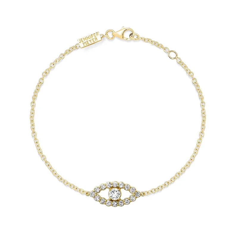 delicate pearl bracelet Medium Diamond Open Evil Eye Bracelet