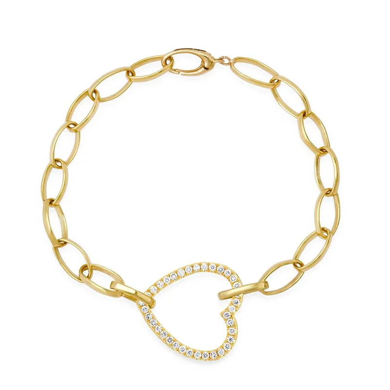 celestial star charm bracelet Medium Edith Bracelet with Large Diamond Open Heart Accent celestial star charm bracelet Medium Edith Bracelet with Large Diamond Open Heart Accent