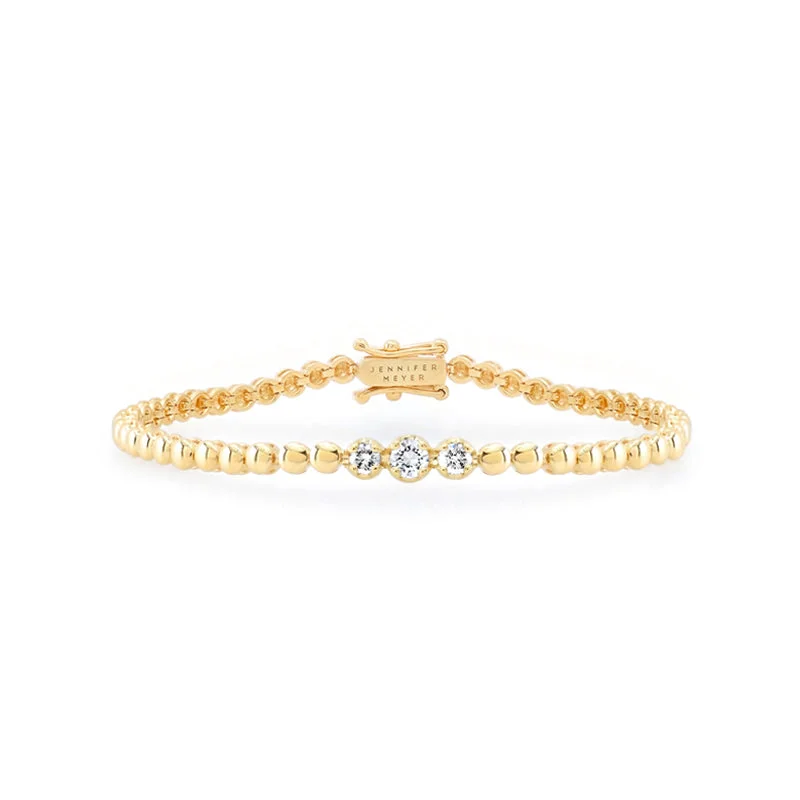 hammered gold signet ring Mini Bezel Tennis Bracelet with 3 Illusion Set Diamonds