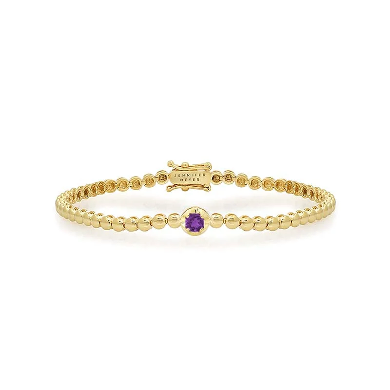 custom zodiac sign ring Mini Bezel Tennis Bracelet With Illusion Set Amethyst Center