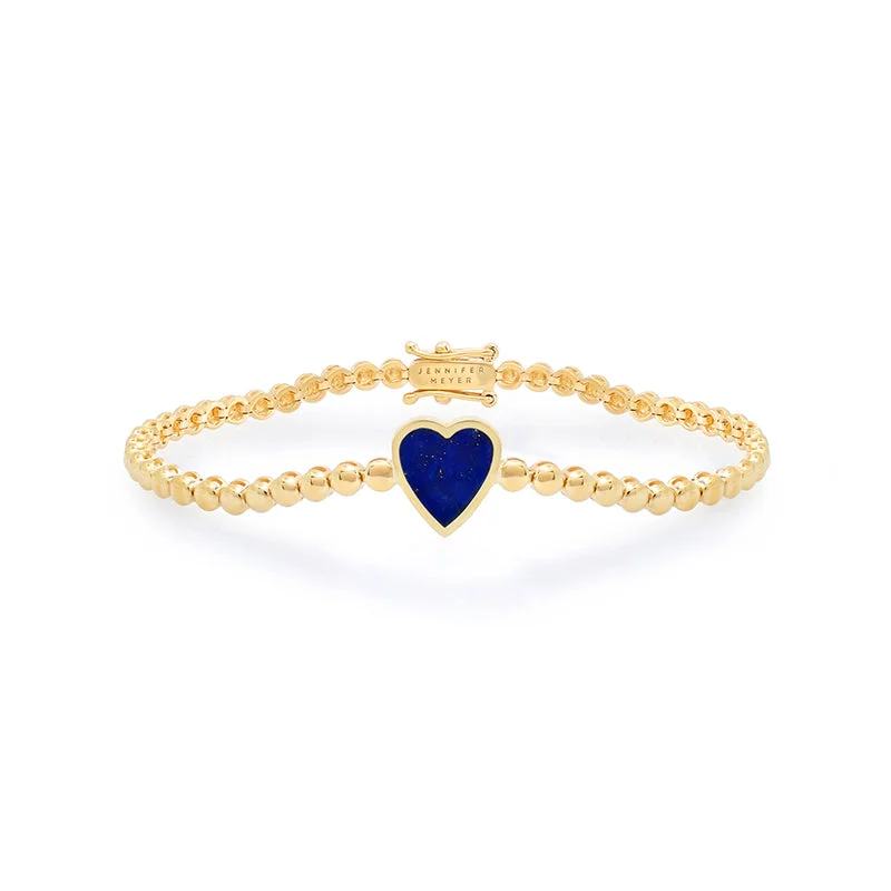 men’s sterling silver cufflinks Mini Bezel Tennis Bracelet with Lapis Inlay Heart