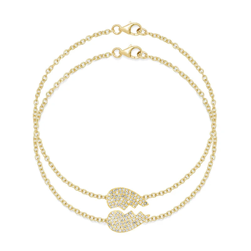 minimalist cubic zirconia earrings Mini Diamond Piece of My Heart Bracelet Set
