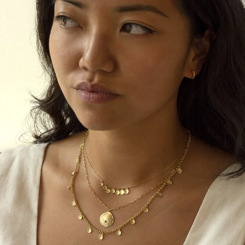celestial sun charm anklet Mini Hammered Disc Station Necklace
