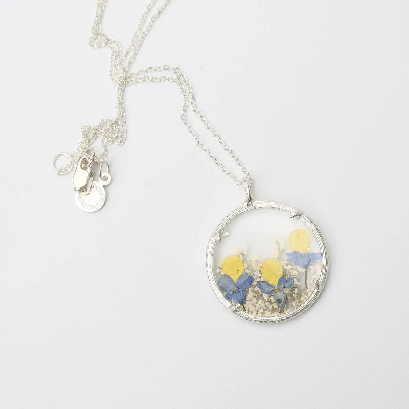 personalized name ring Spring Blossoms Large Glass Botanical Necklace - Sterling Silver personalized name ring Spring Blossoms Large Glass Botanical Necklace - Sterling Silver