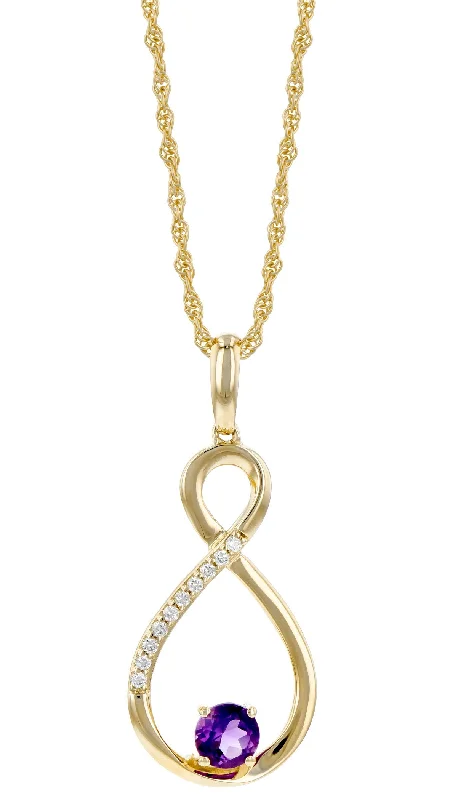 gold-plated figaro chain Purple Amethyst And Diamond Pendant