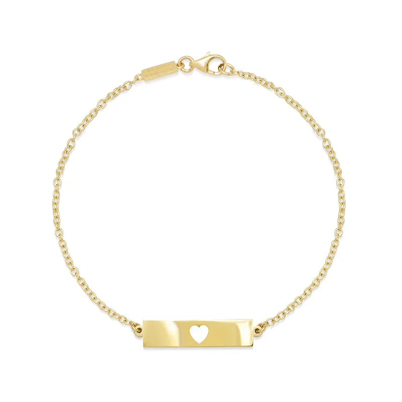 emerald-cut ruby eternity ring Nameplate Bracelet with Cut-Out Heart Accent