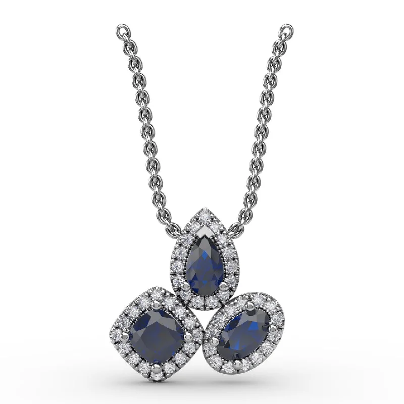 sapphire halo engagement ring Never Dull Your Shine Sapphire and Diamond Pendant