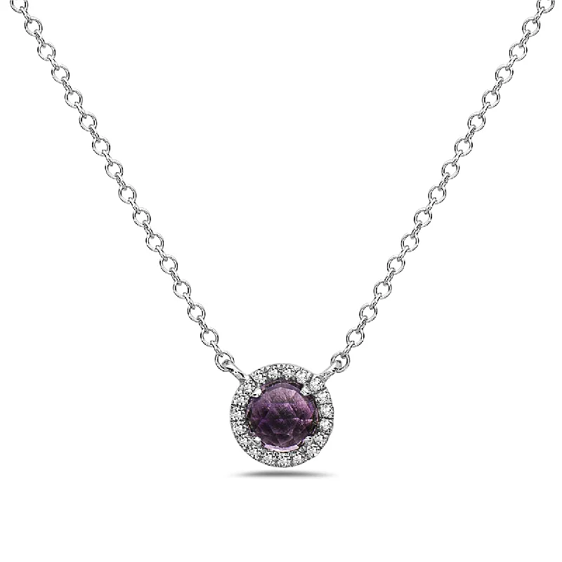 handmade resin flower earrings Amethyst And Diamond Halo Necklace