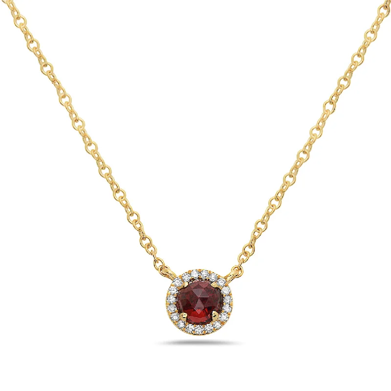 vintage-style garnet ring Garnet And Diamond Halo Necklace