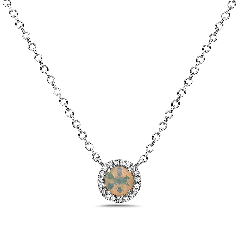 black diamond eternity band Opal And Diamond Halo Necklace