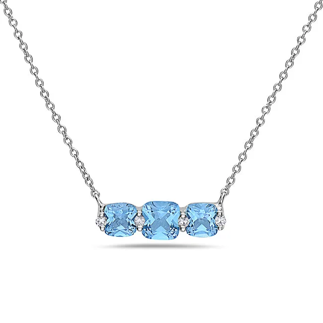 adjustable silver cuff bracelet Blue Topaz And Diamond Halo Necklace