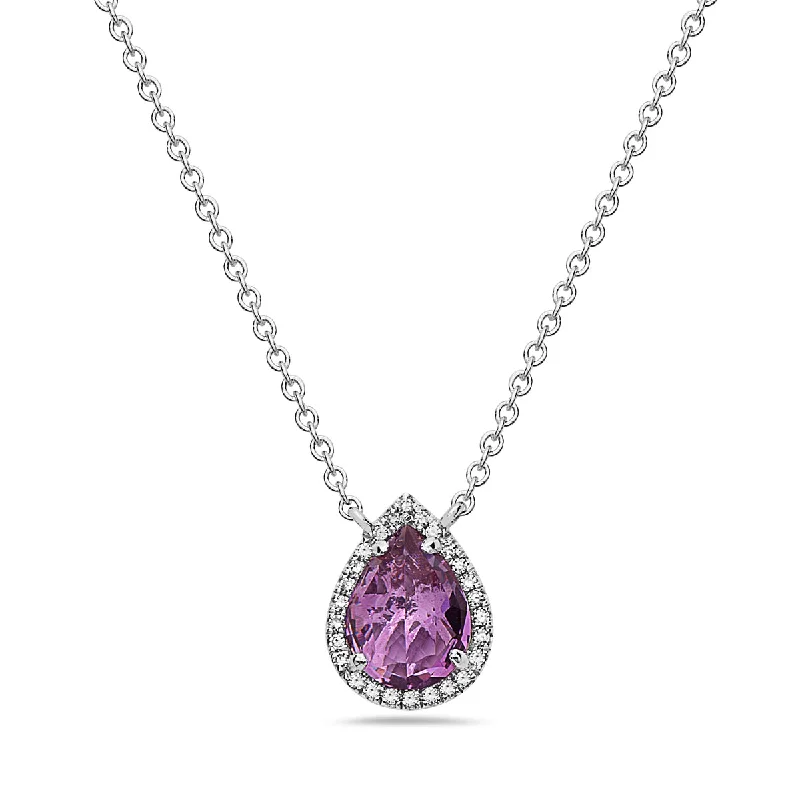 dainty sapphire stacking rings Amethyst And Diamond Halo Necklace