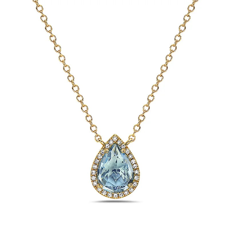 celestial astrology sign ring Blue Topaz And Diamond Halo Necklace