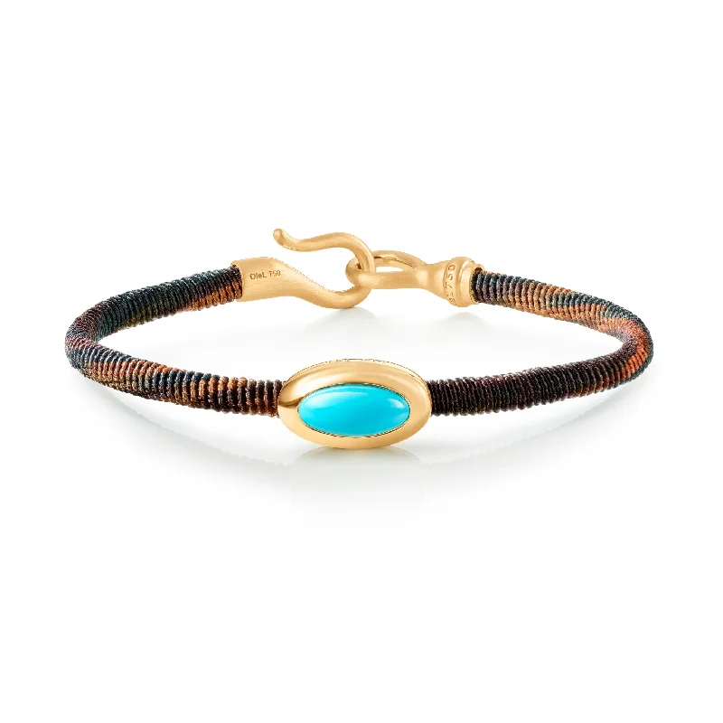silver moon and star pendant Life 4,5mm Maroon 18K Gold Bracelet w. Turquoise