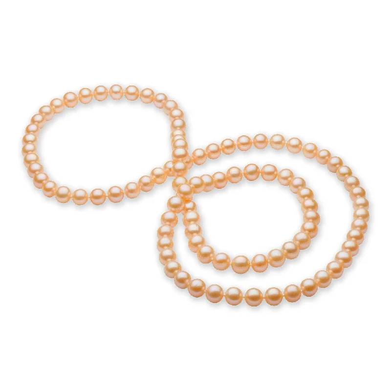 vintage sapphire necklace 38" Peach Freshwater Pearl Strand
